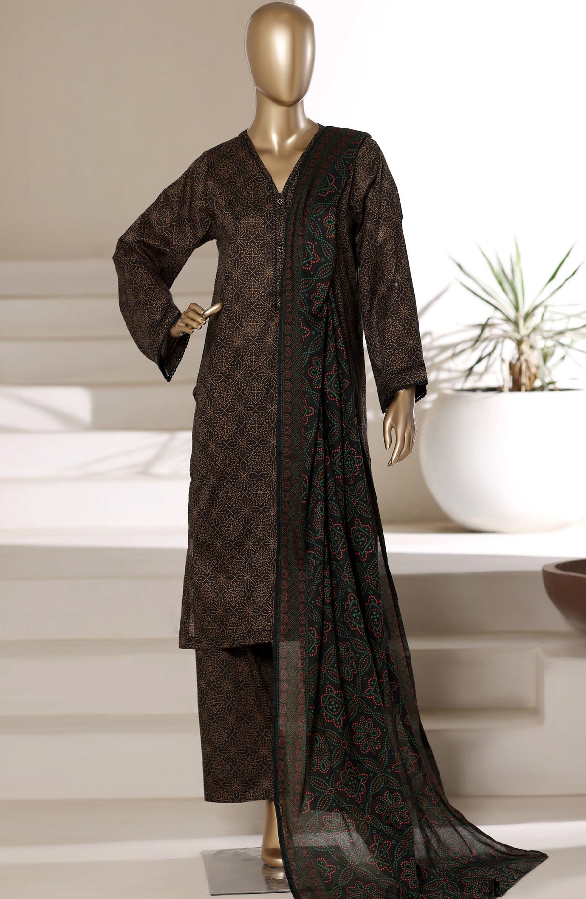 Sadabahar Printed Lawn Stitched 3 Piece Suit - D-10 - SBD26PNT - Black - Summer Collection