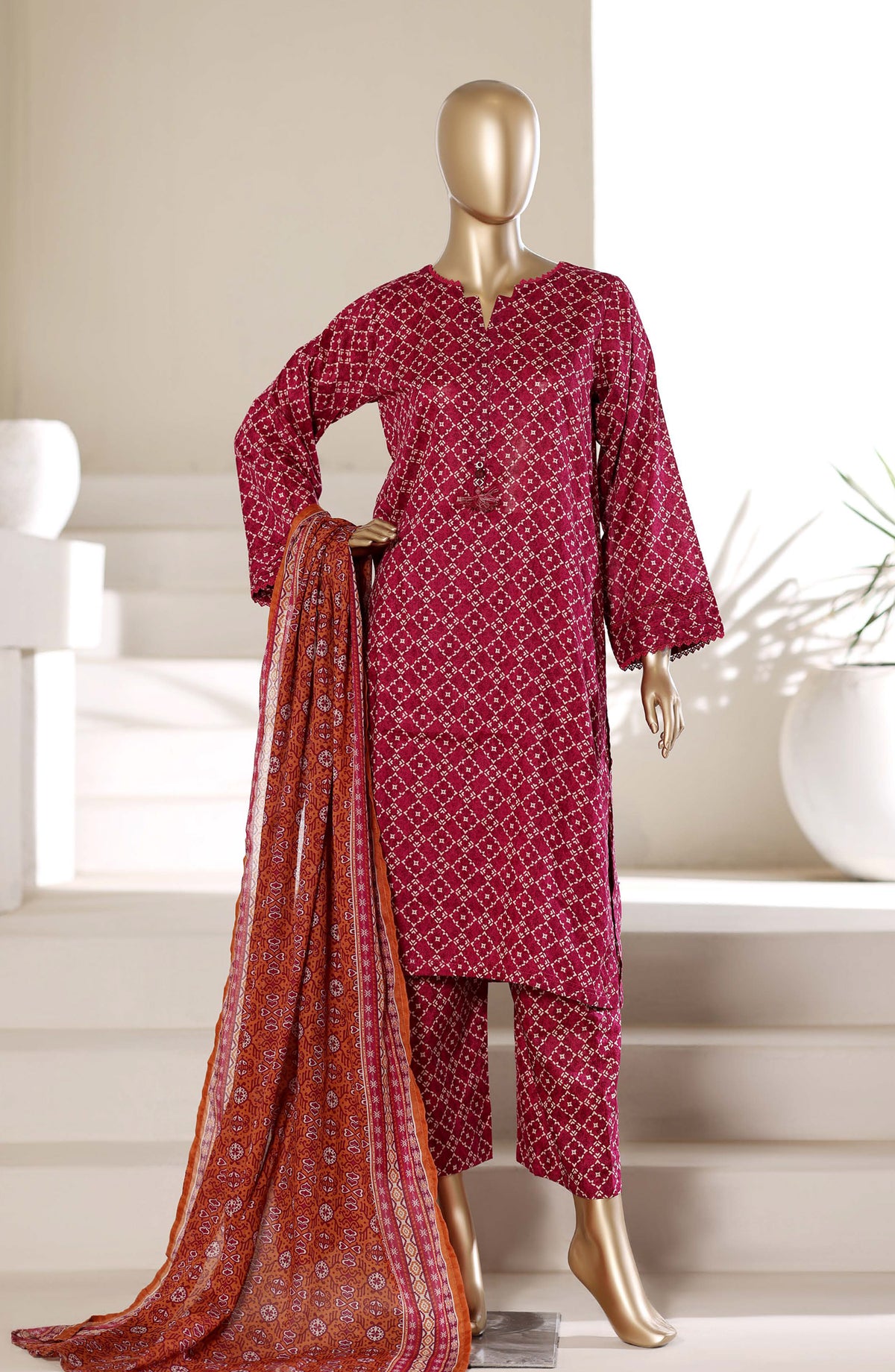 Sadabahar Printed Lawn Stitched 3 Piece Suit - D-09 - SBD26PNT - Red - Summer Collection