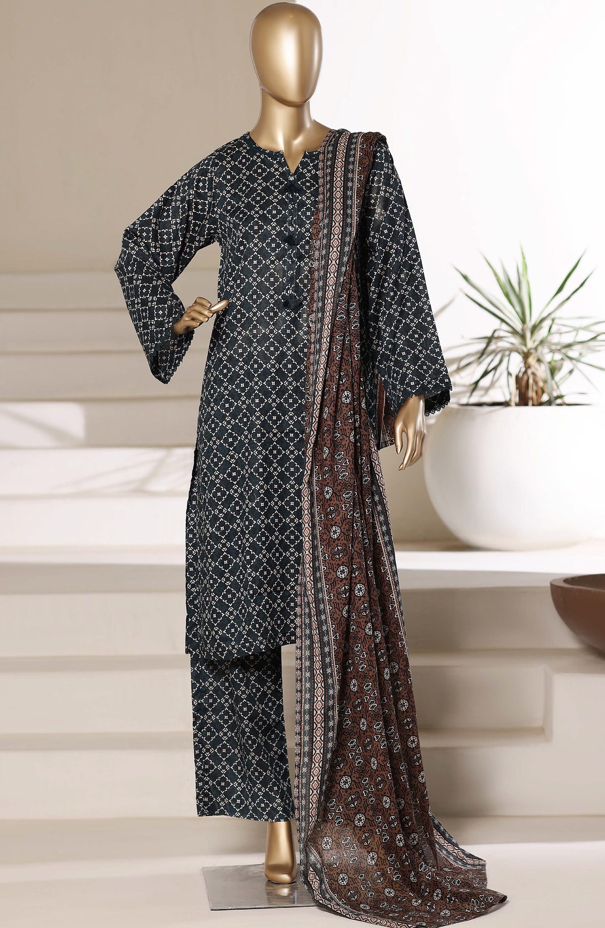 Sadabahar Printed Lawn Stitched 3 Piece Suit - D-05 - SBD26PNT - Black - Summer Collection