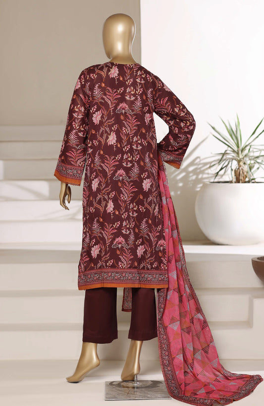 Sadabahar Printed Lawn Stitched 3 Piece Suit - D-02 - SBD26PNT - Maroon - Summer Collection