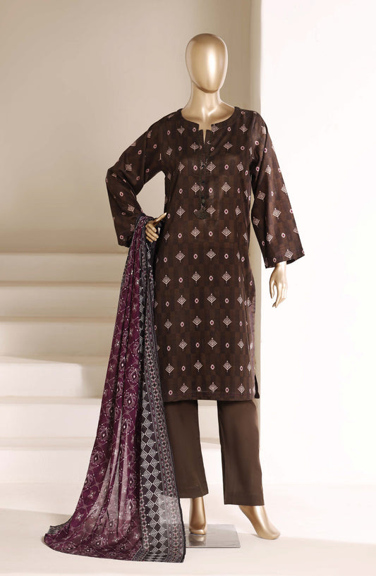 Sadabahar Printed Lawn Stitched 3 Piece Suit - D-07 - SBD26LWN - Brown - Summer Collection