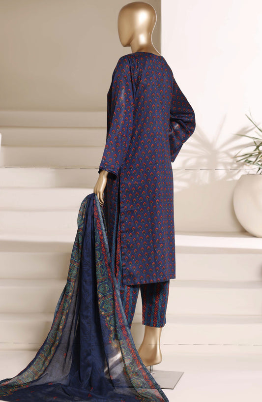Sadabahar Printed Lawn Stitched 3 Piece Suit - D-03 - SBD26NWV - Blue - Summer Collection