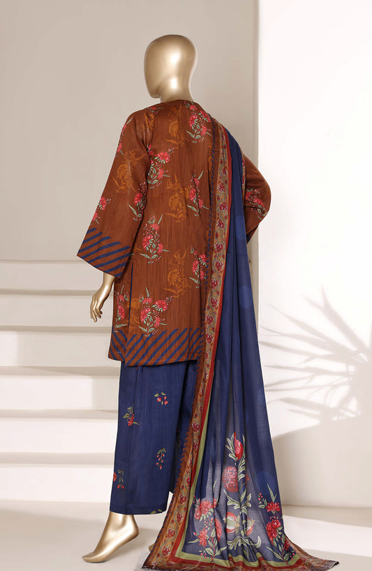 Sadabahar Printed Lawn Stitched 3 Piece Suit - D-06 - SBD26WV7 - Brown - Summer Collection