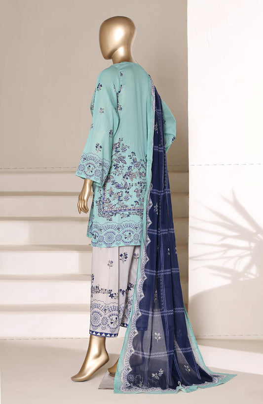Sadabahar Printed Lawn Stitched 3 Piece Suit - D-04 - SBD26WV7 - Blue - Summer Collection
