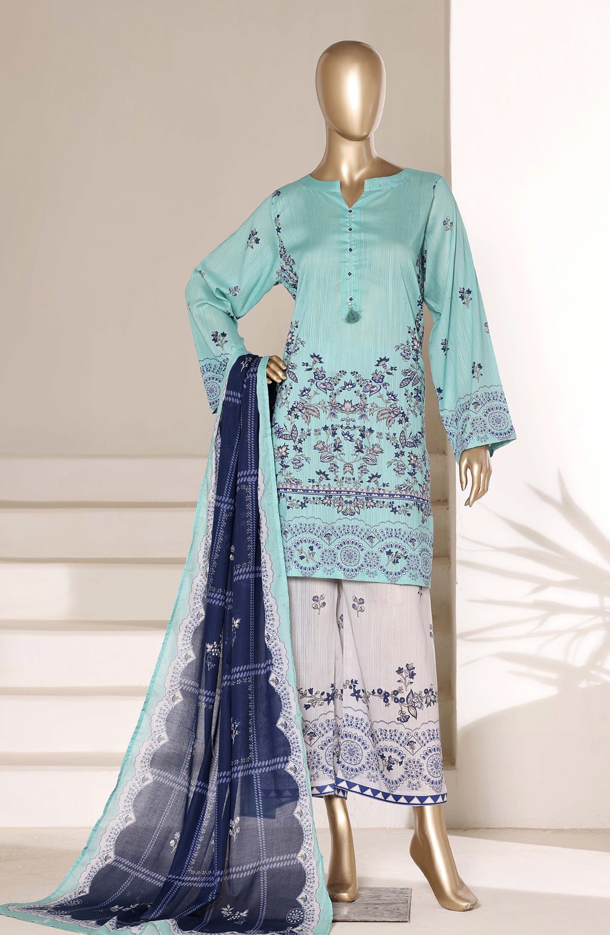 Sadabahar Printed Lawn Stitched 3 Piece Suit - D-04 - SBD26WV7 - Blue - Summer Collection