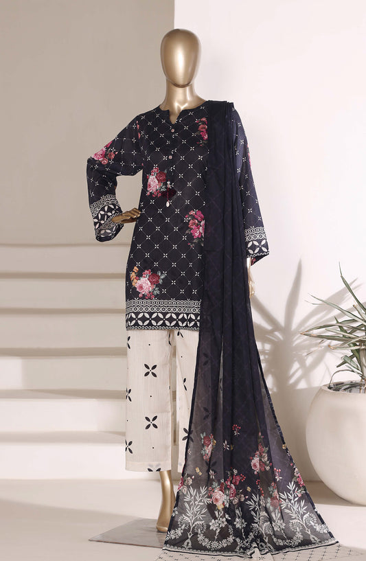 Sadabahar Printed Lawn Stitched 3 Piece Suit - D-02 - SBD26WV7 - Black - Summer Collection