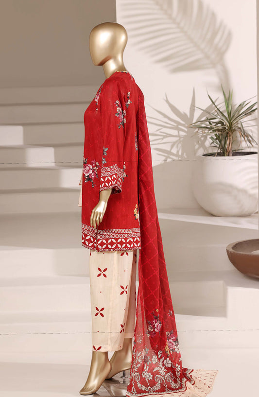 Sadabahar Printed Lawn Stitched 3 Piece Suit - D-04 - SBD26EGH - Red - Summer Collection