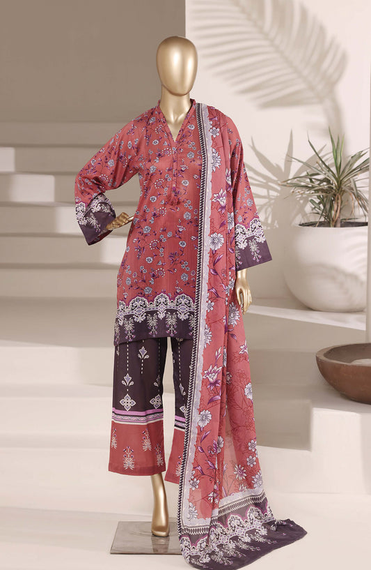 Sadabahar Printed Lawn Stitched 3 Piece Suit - D-02 - SBD26EGH - Pink - Summer Collection