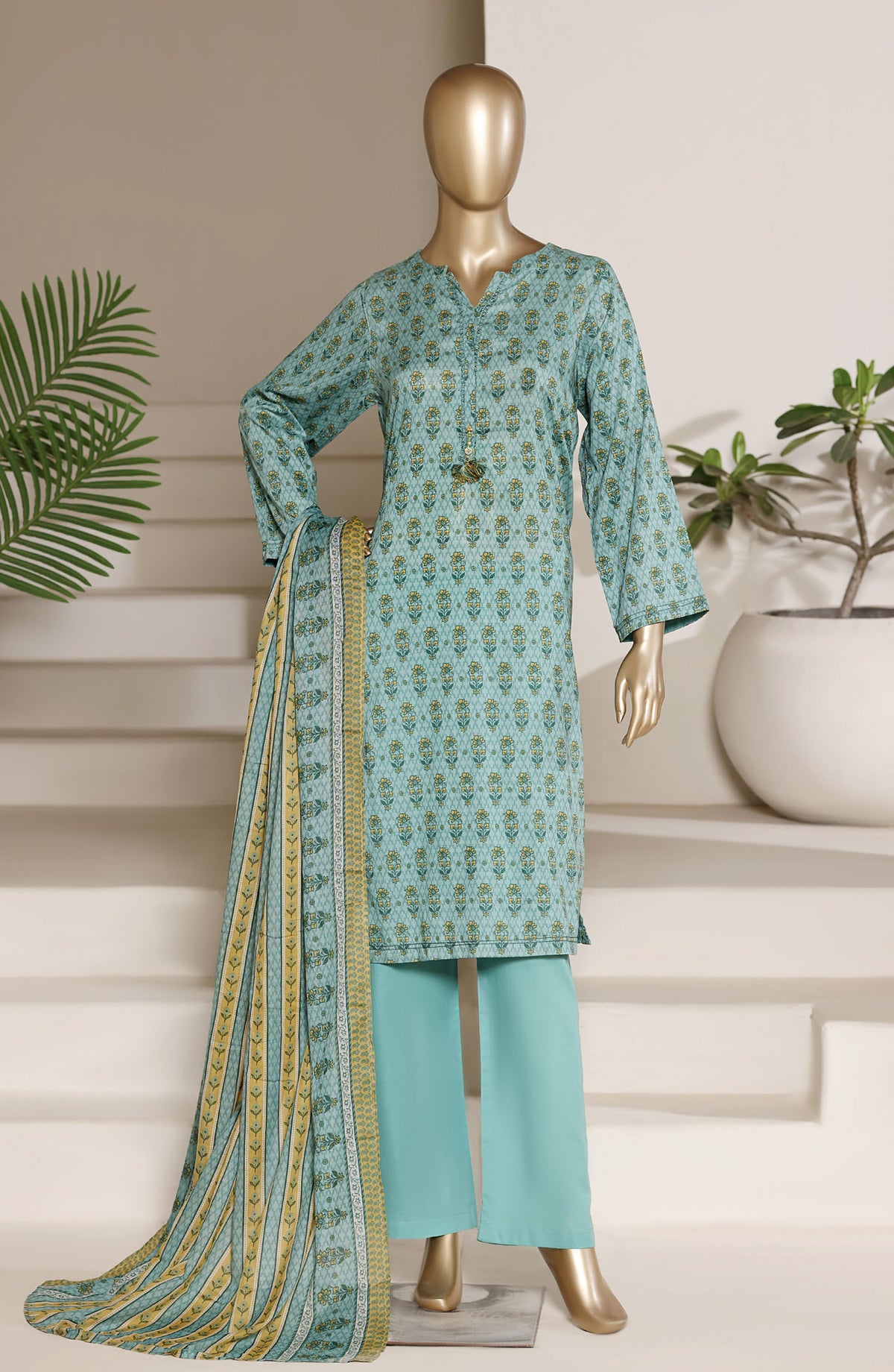 Sadabahar Printed Lawn Stitched 3 Piece Suit - D-02 - SBD26NINE - Ferozi - Summer Collection