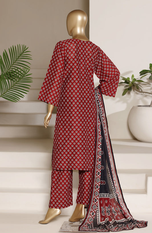 Sadabahar Printed Lawn Stitched 3 Piece Suit - D-01 - SBD26NINE - Red - Summer Collection
