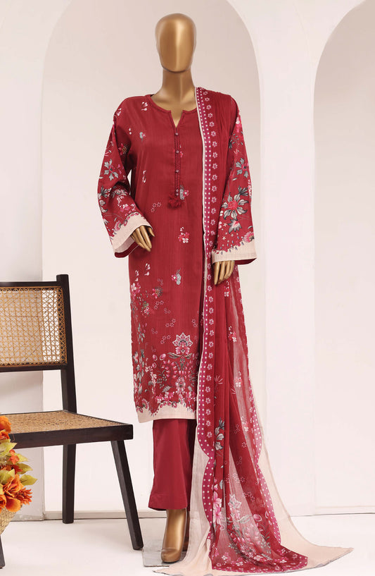 Sadabahar Printed Lawn Stitched 3 Piece Suit - D-11 - SBD26TEN - Red - Summer Collection