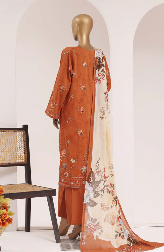 Sadabahar Printed Lawn Stitched 3 Piece Suit - D-10 - SBD26TEN - Rust - Summer Collection