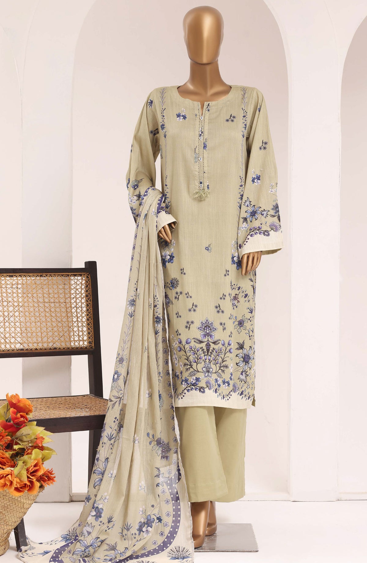 Sadabahar Printed Lawn Stitched 3 Piece Suit - D-07 - SBD26TEN - Yellow - Summer Collection
