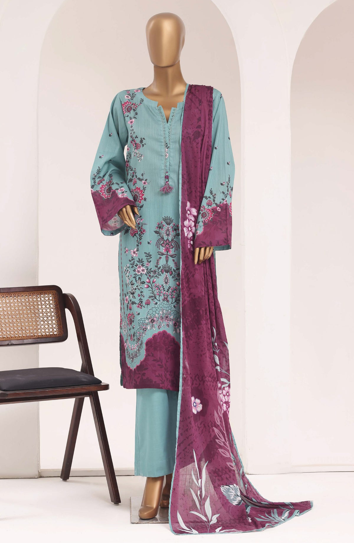 Sadabahar Printed Lawn Stitched 3 Piece Suit - D-01 - SBD26TEN - Blue - Summer Collection