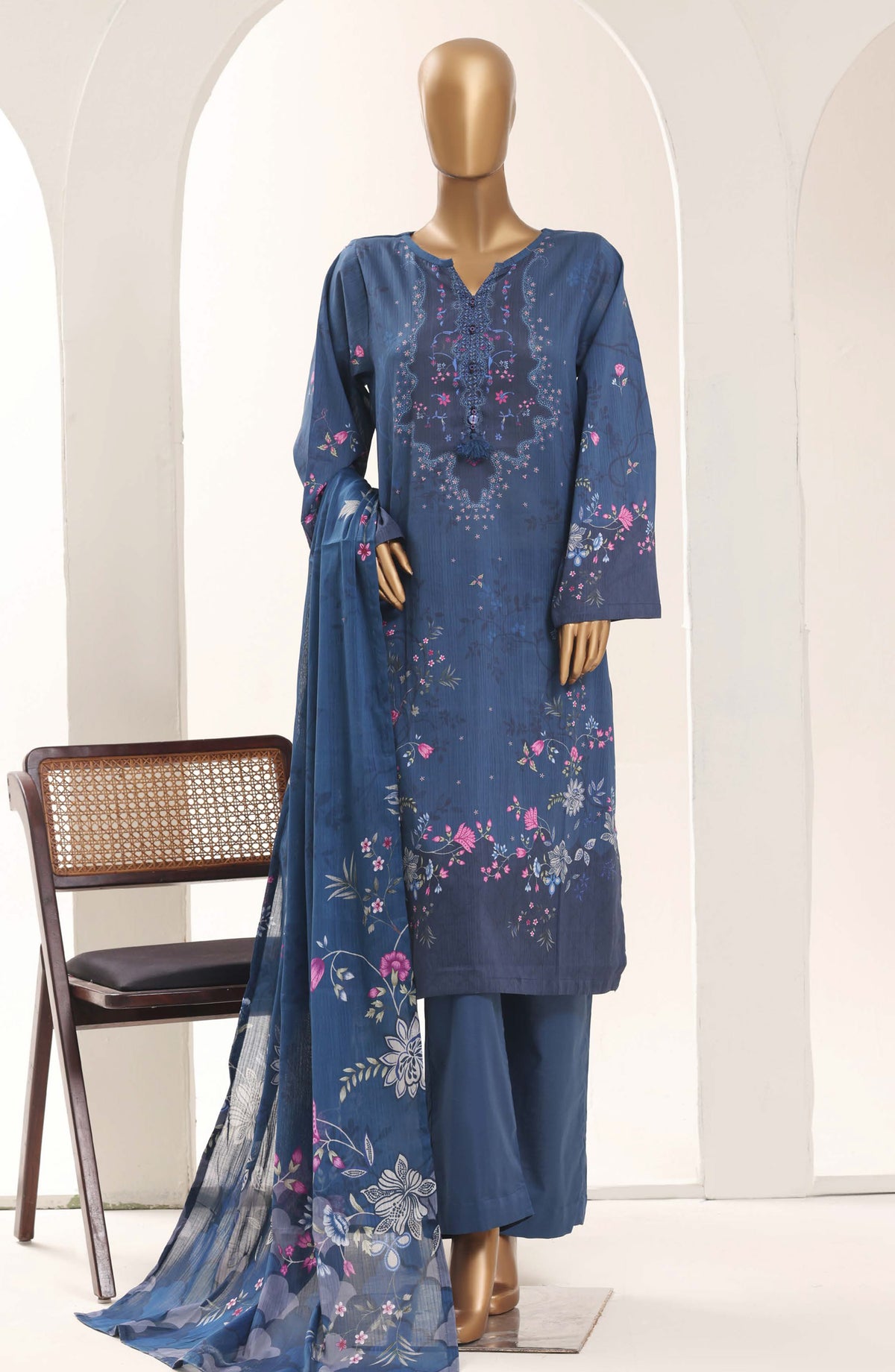 Sadabahar Printed Lawn Stitched 3 Piece Suit - D-13 - SBD26WET - Blue - Summer Collection