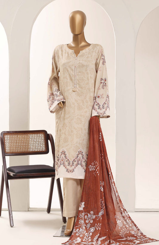 Sadabahar Printed Lawn Stitched 3 Piece Suit - D-12 - SBD26WET - Fawn - Summer Collection