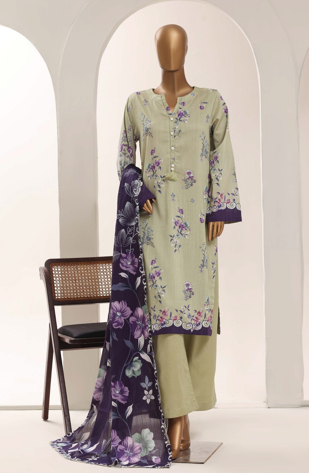 Sadabahar Printed Lawn Stitched 3 Piece Suit - D-07 - SBD26WET - Green - Summer Collection