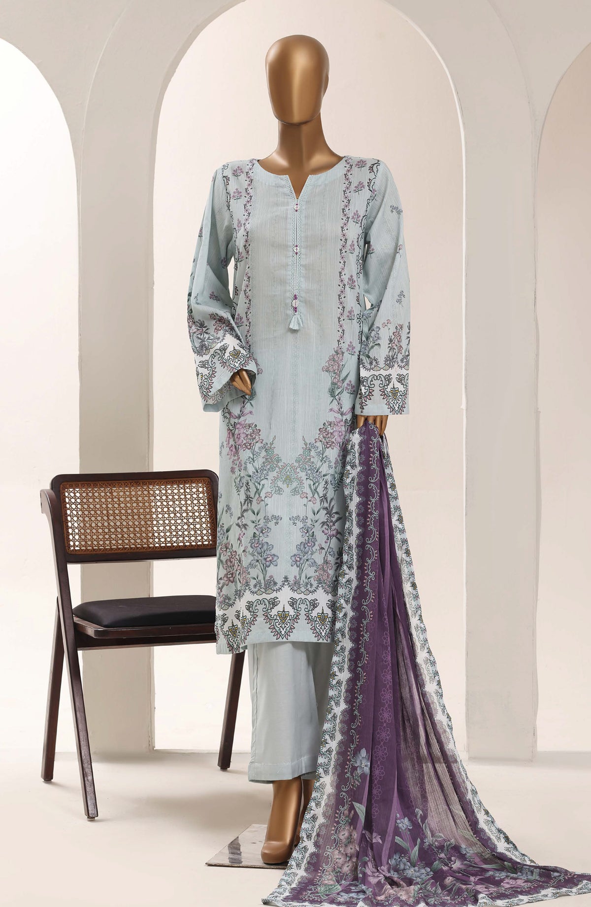 Sadabahar Printed Lawn Stitched 3 Piece Suit - D-06 - SBD26WET - Blue - Summer Collection