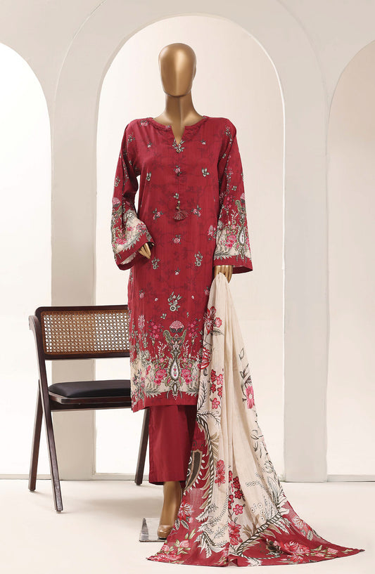 Sadabahar Printed Lawn Stitched 3 Piece Suit - D-01 - SBD26WET - Red - Summer Collection