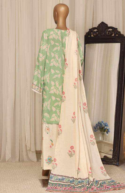 Sadabahar Printed Linen Stitched 3 Piece Suit - D-04 - SBD26LN - Green - Winter Collection