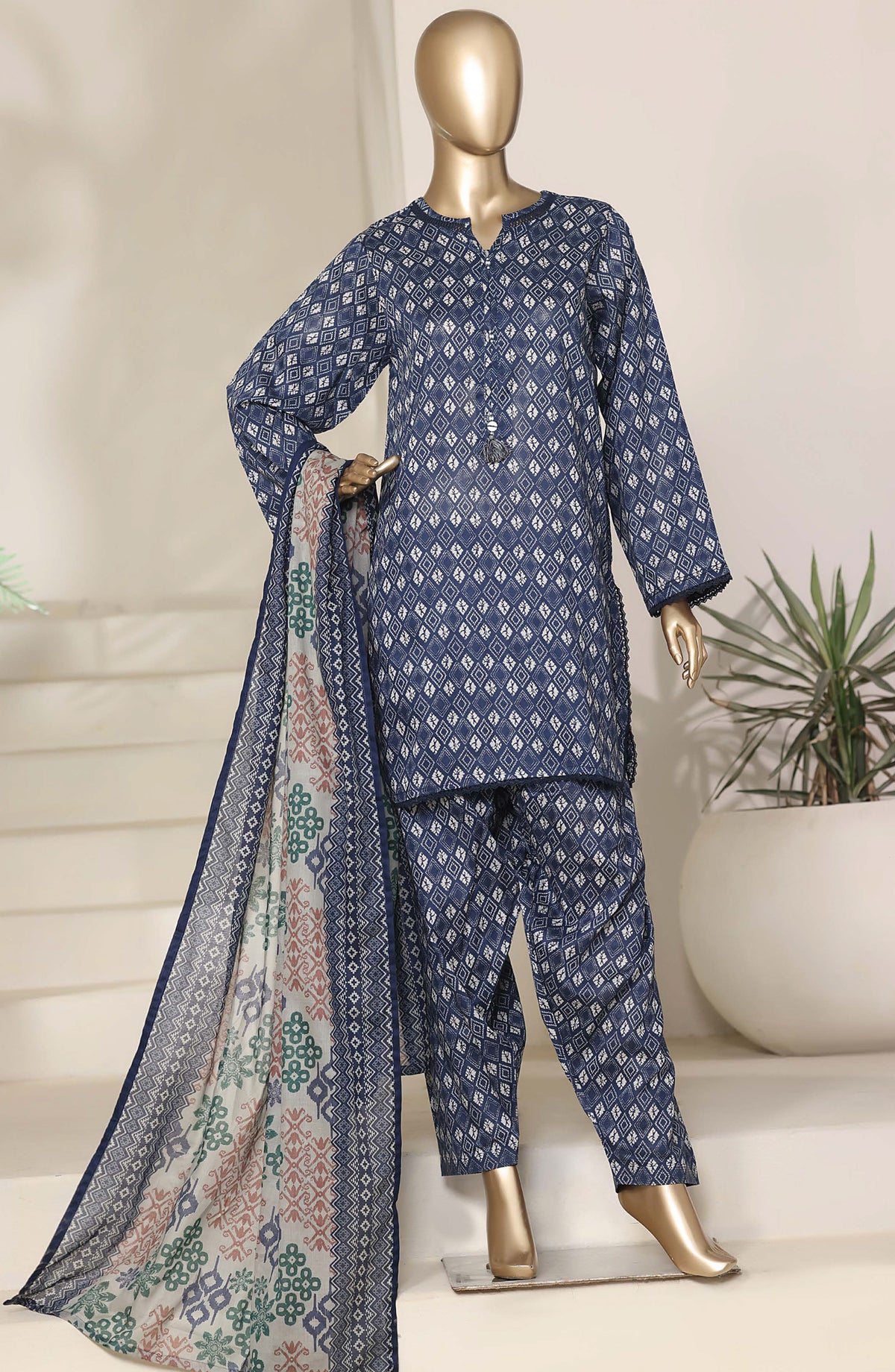 Sadabahar Printed Casual Stitched 3 Piece Suit - D-07 - SBD26SHL - Blue - Summer Collection