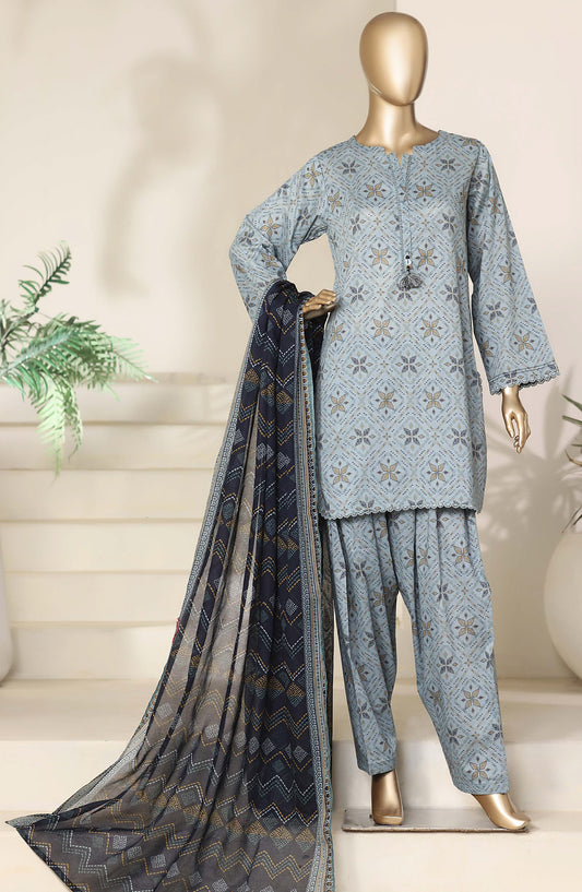 Sadabahar Printed Casual Stitched 3 Piece Suit - D-05 - SBD26SHL - Blue - Summer Collection