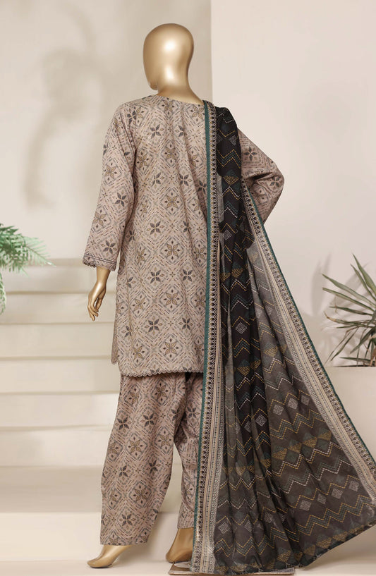 Sadabahar Printed Casual Stitched 3 Piece Suit - D-04 - SBD26SHL - Brown - Summer Collection