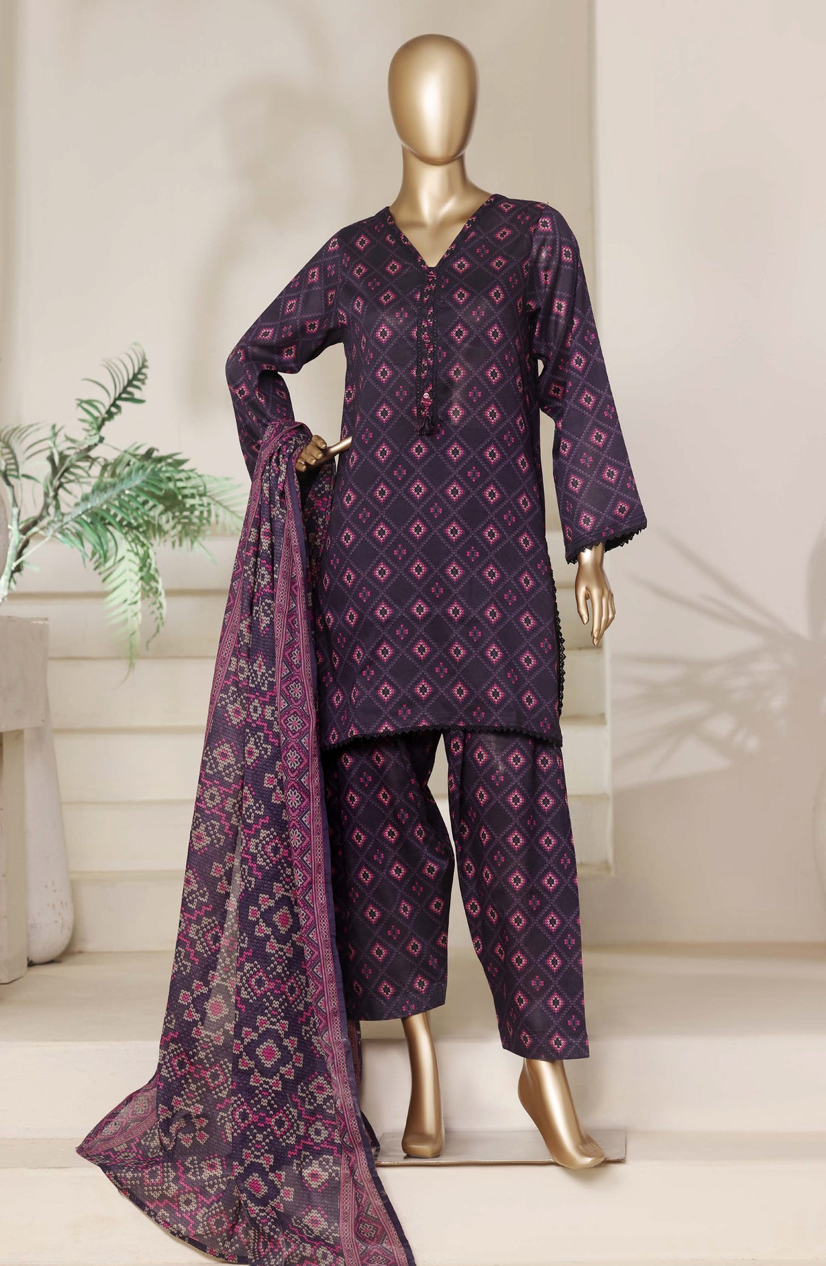 Sadabahar Printed Casual Stitched 3 Piece Suit - D-03 - SBD26SHL - Purple - Summer Collection