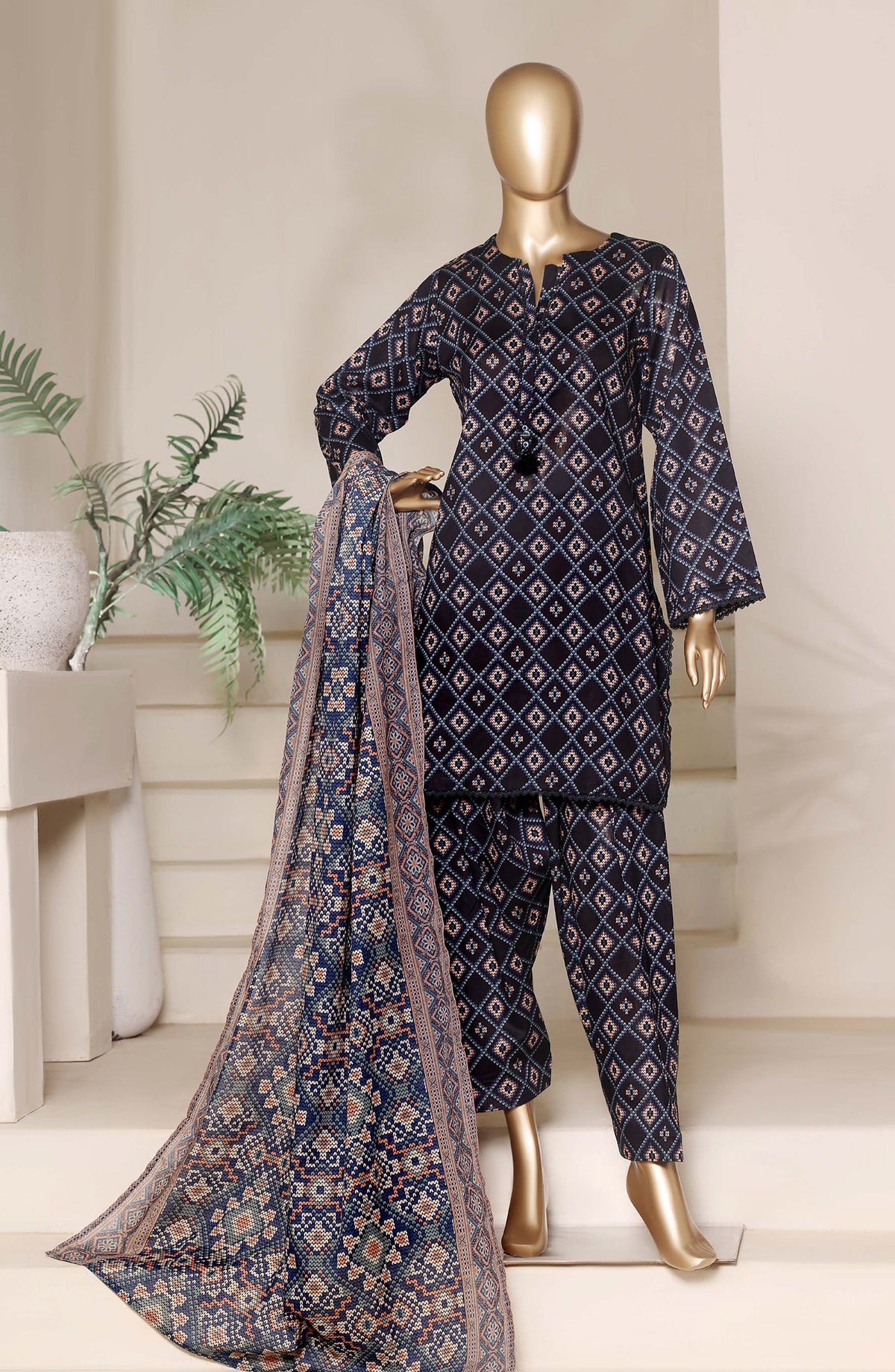 Sadabahar Printed Casual Stitched 3 Piece Suit - D-01 - SBD26SHL - Blue - Summer Collection