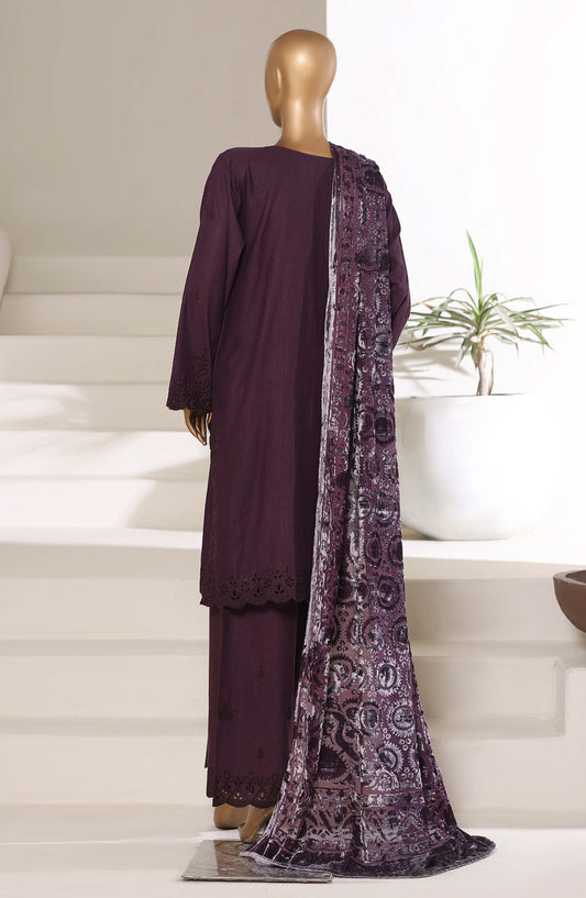 Sadabahar Luxury Embroidered Khaddar Karandi Stitched 3 Piece Suit - Design-05 - SBD25KKR - Purple - Winter Collection