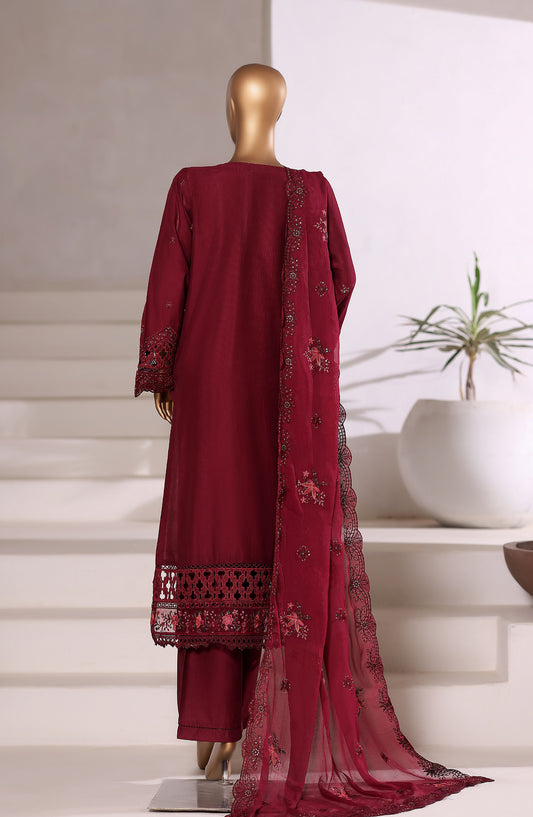 Sadabahar Festive Embroidered Viscose Stitched 3 Piece Suit - Design-03 - SBD25OSE - Maroon - Winter Collection