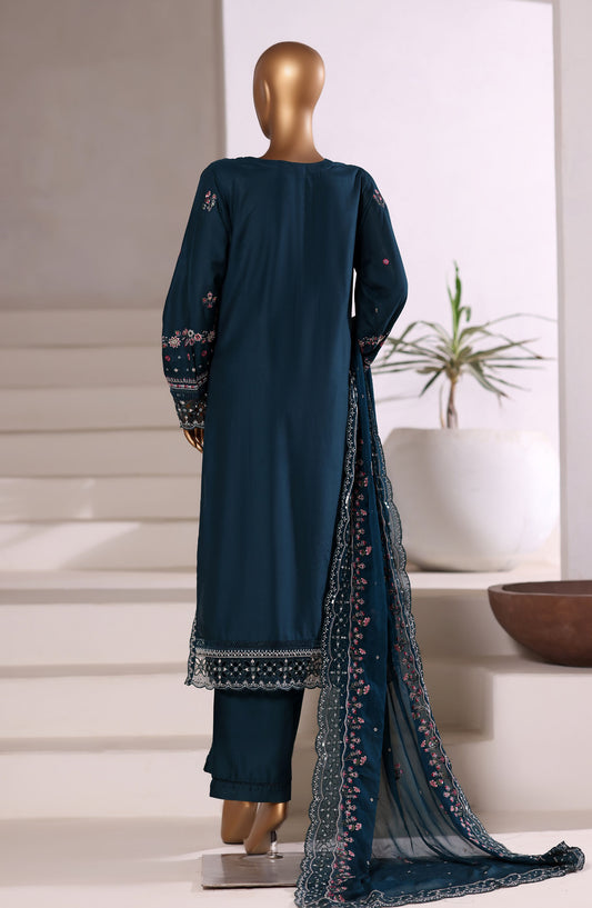Sadabahar Festive Embroidered Viscose Stitched 3 Piece Suit - Design-01 - SBD25OSE - Teal - Winter Collection