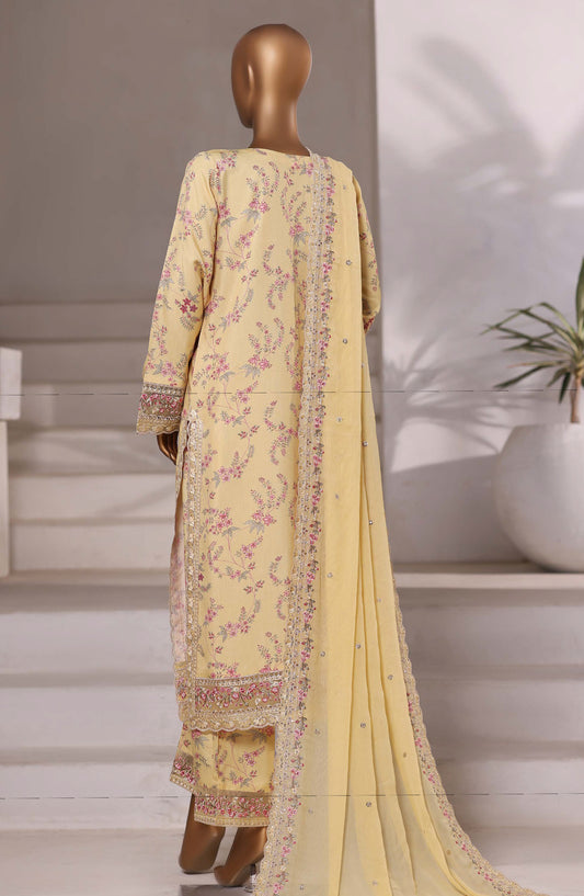 Sadabahar Luxury Embroidered Viscose Stitched 3 Piece Suit - Design-02 - SBD25VIS - Yellow - Winter Collection
