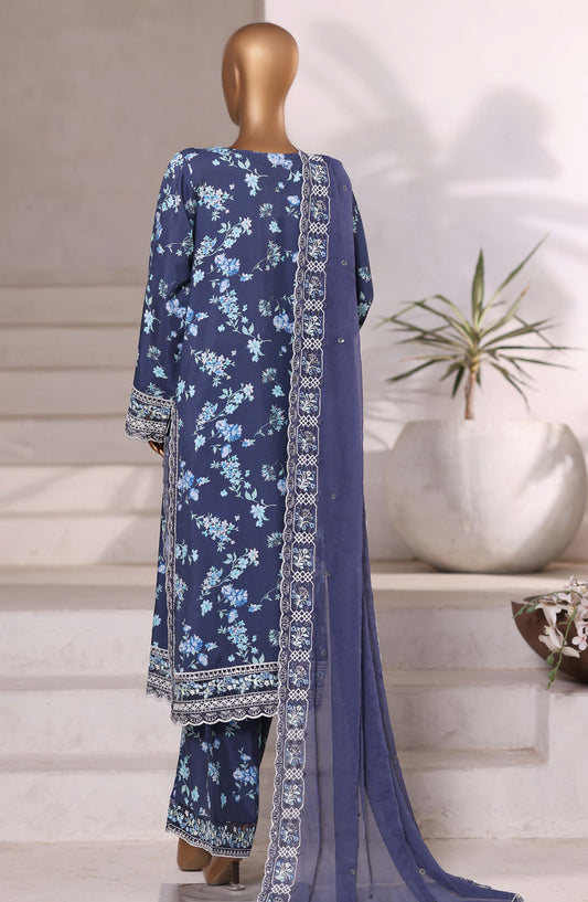 Sadabahar Luxury Embroidered Viscose Stitched 3 Piece Suit - Design-01 - SBD25VIS - Blue - Winter Collection