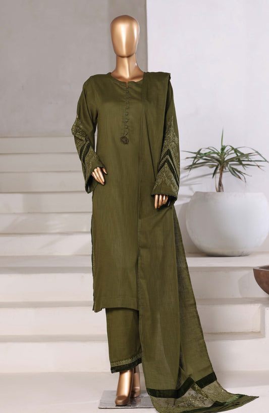Sadabahar Premium Embroidered Cross Texture Stitched 3 Piece Suit - Design-06 - SBD25FEST - Green - Winter Collection
