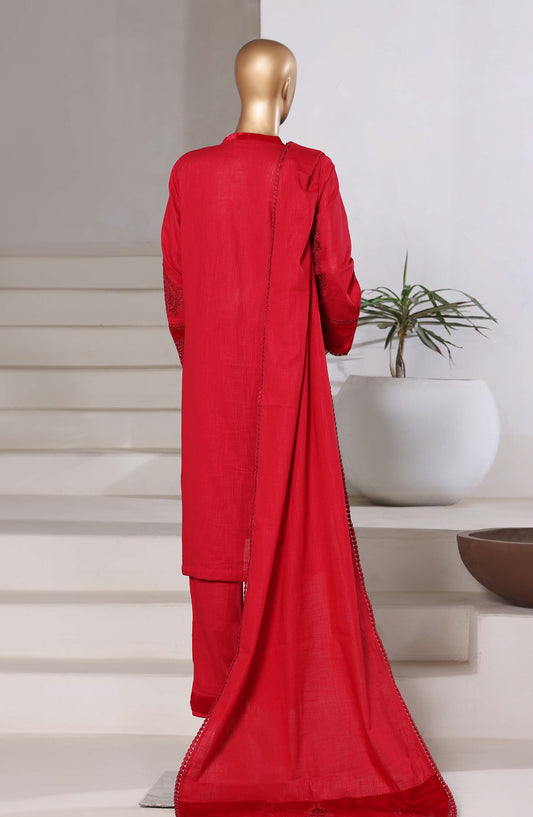 Sadabahar Premium Embroidered Cross Texture Stitched 3 Piece Suit - Design-02 - SBD25FEST - Red - Winter Collection