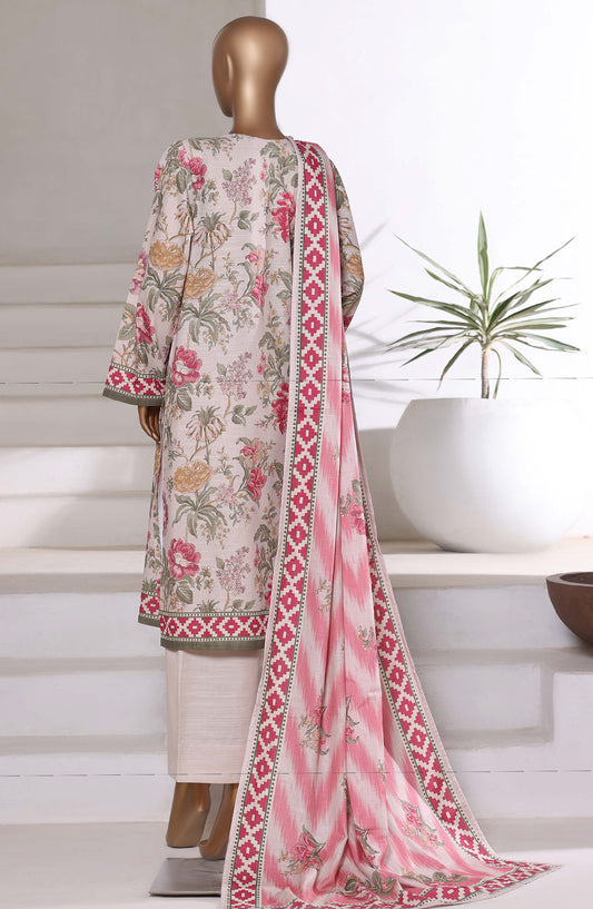 Sadabahar Printed Khaddar Stitched 3 Piece Suit - Design-08 - SDB25KHD - Pink - Winter Collection