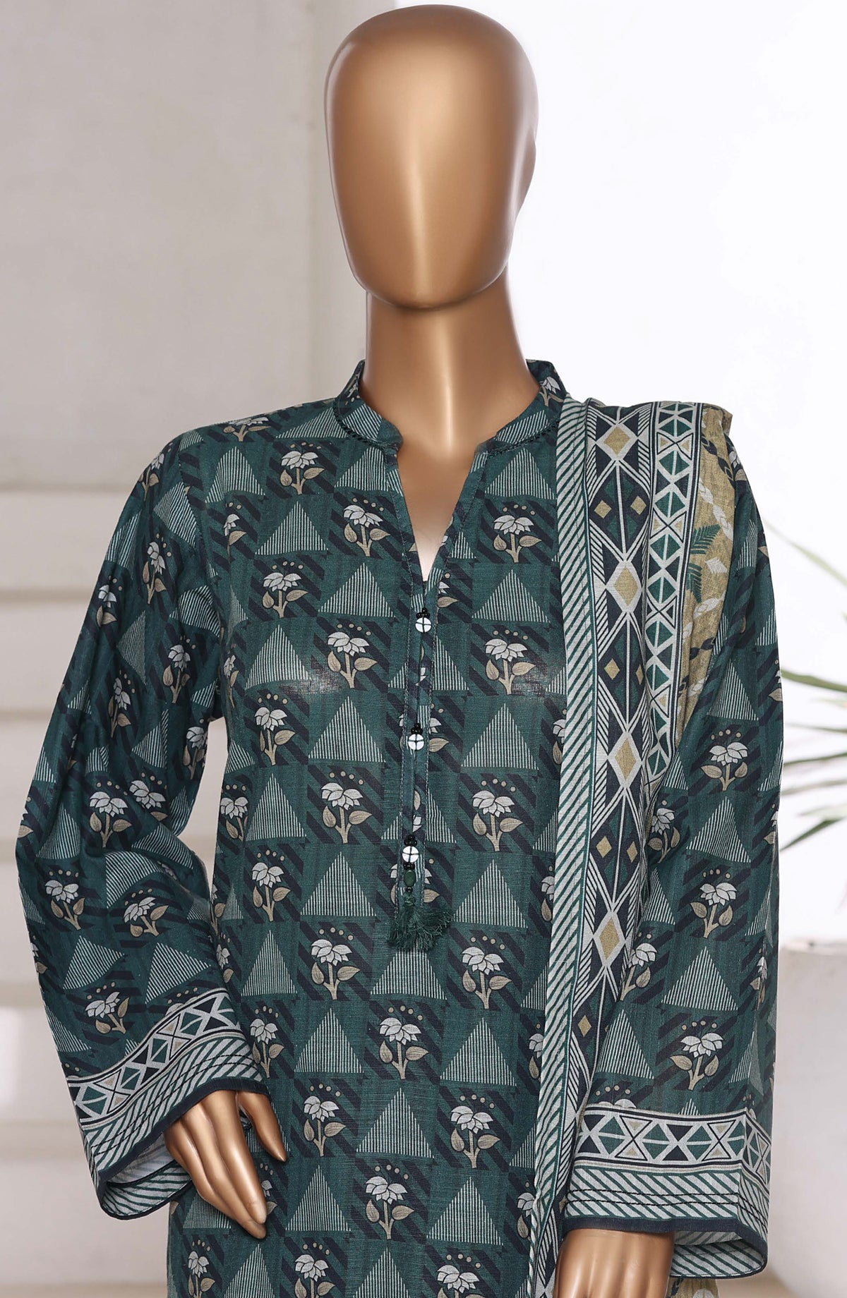 Sadabahar Printed Khaddar Stitched 3 Piece Suit - Design-06 - SDB25KHD - Green - Winter Collection