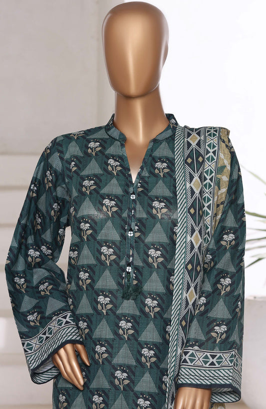 Sadabahar Printed Khaddar Stitched 3 Piece Suit - Design-06 - SDB25KHD - Green - Winter Collection