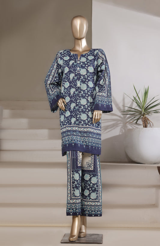 Sadabahar Digital Printed Bana Dora Cotton Stitched 2 Piece Suit - Design-04 - SD25PRN - Blue - Summer Collection