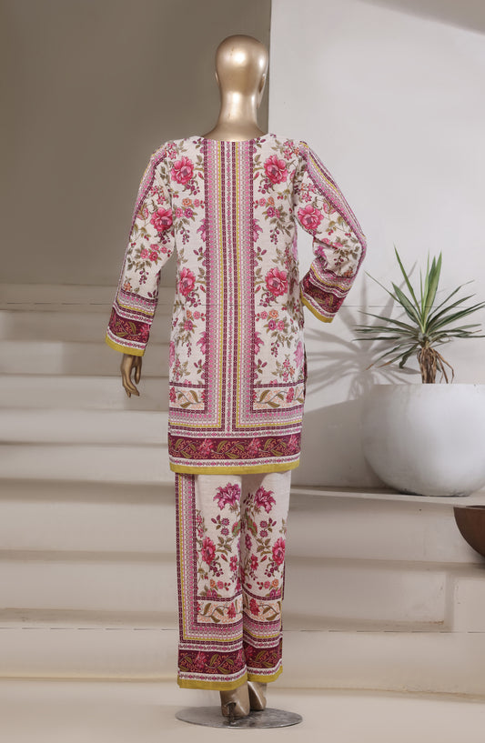 Sadabahar Digital Printed Bana Dora Cotton Stitched 2 Piece Suit - Design-03 - SD25PRN - Pink - Summer Collection