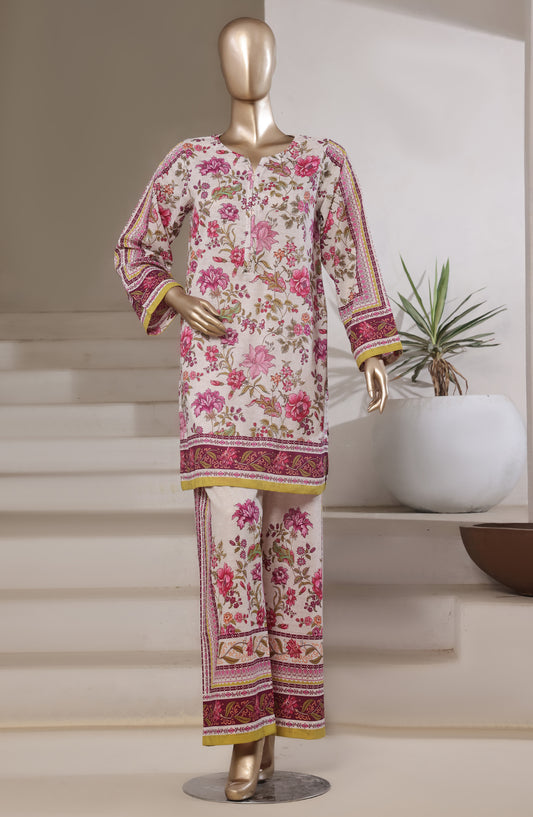 Sadabahar Digital Printed Bana Dora Cotton Stitched 2 Piece Suit - Design-03 - SD25PRN - Pink - Summer Collection
