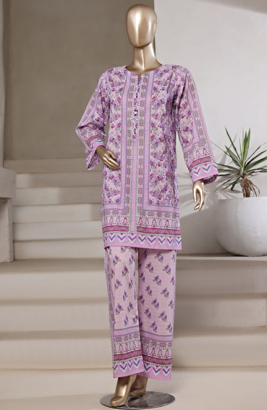 Sadabahar Digital Printed Bana Dora Cotton Stitched 2 Piece Suit - Design-01 - SD25PRN - Purple - Summer Collection