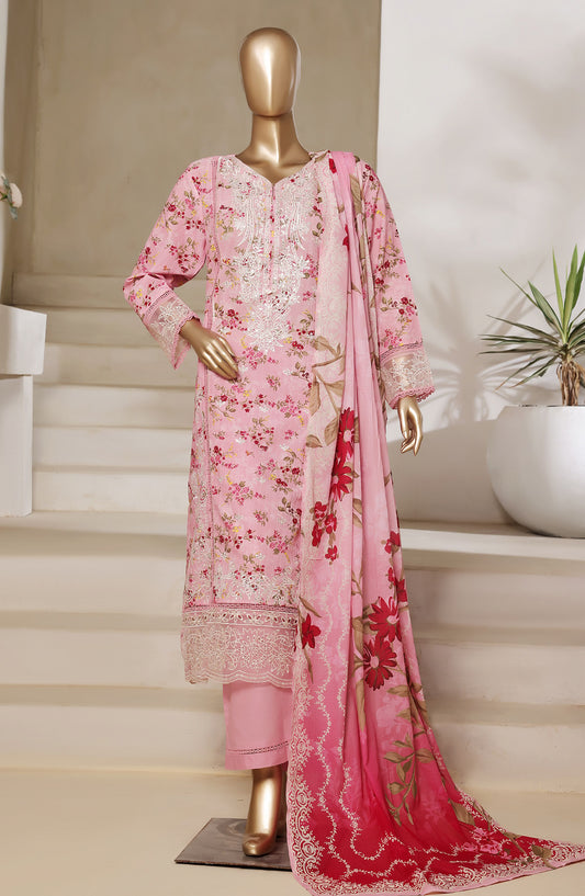 Sadabahar Embroidered Lawn Stitched 3 Piece Suit - Design-05 - SD25SGF2 - Pink - Festive Collection