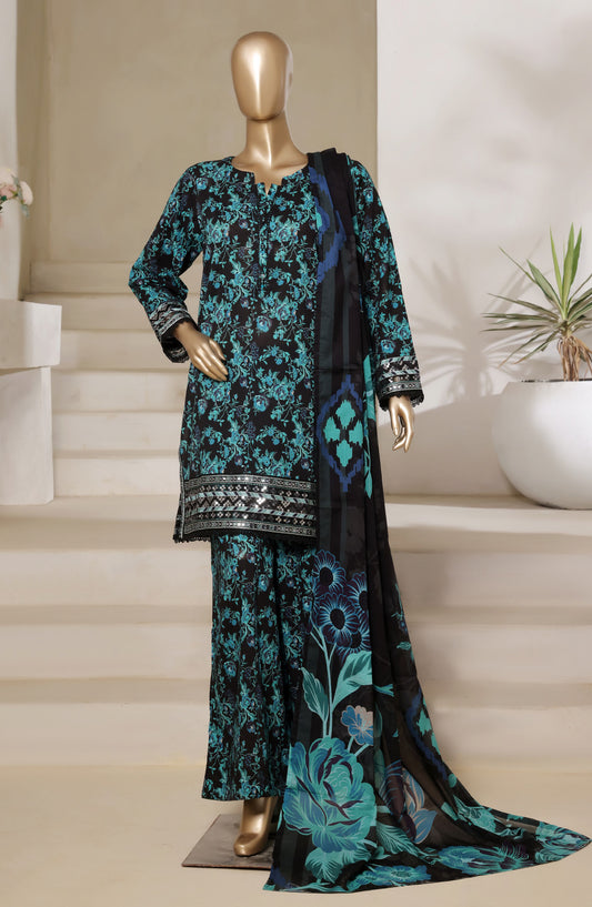 Sadabahar Embroidered Lawn Stitched 3 Piece Suit - Design-04 - SD25SGF2 - Green - Festive Collection