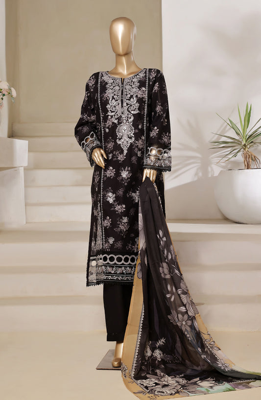 Sadabahar Embroidered Lawn Stitched 3 Piece Suit - Design-02 - SD25SGF2 - Black - Festive Collection