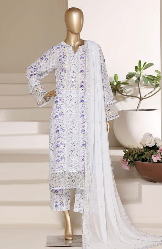 Sadabahar Regal Embroidered Lawn Stitched 3 Piece Suit - RD-04 - SBD26GAL - Blue - Festive Collection