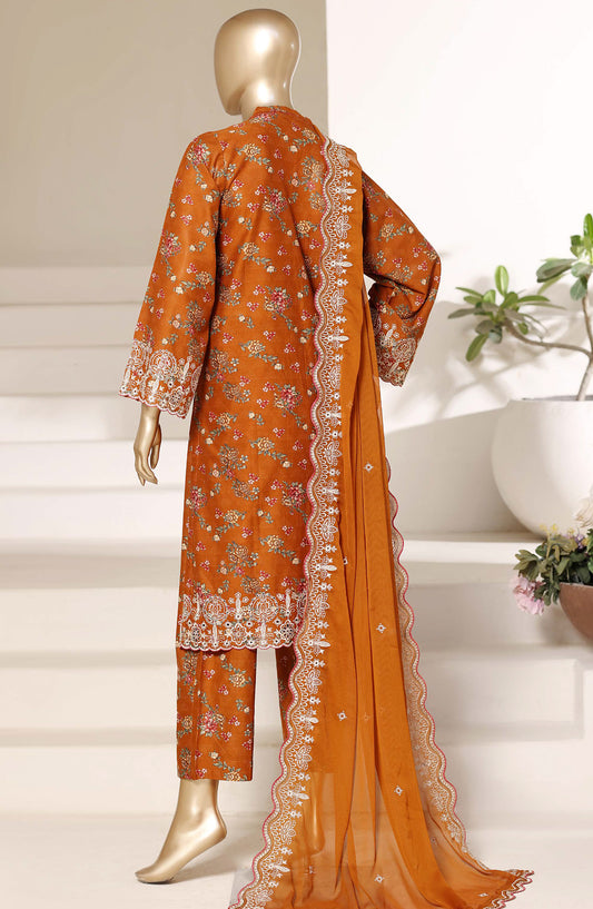 Sadabahar Regal Embroidered Lawn Stitched 3 Piece Suit - RD-03 - SBD26GAL - Orange - Festive Collection
