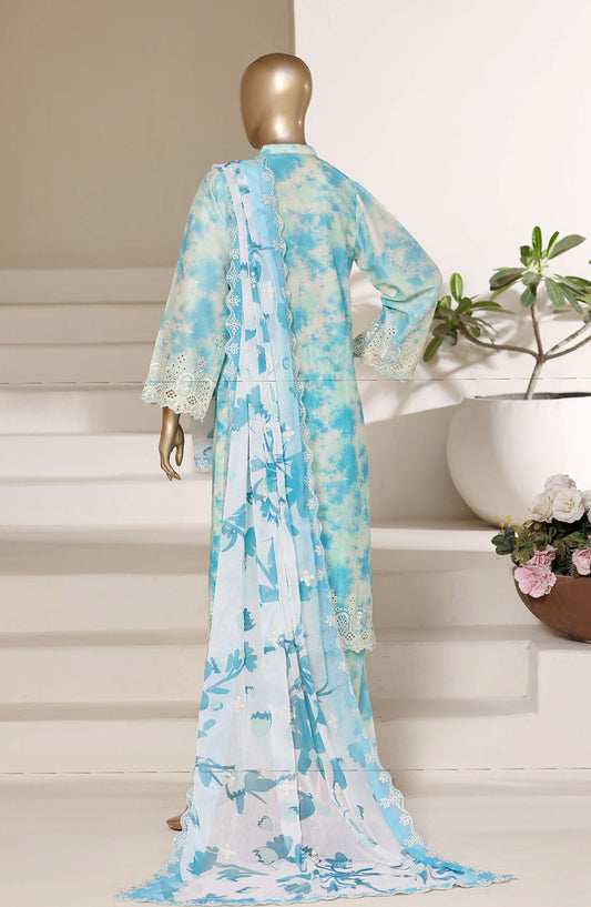 Sadabahar Regal Embroidered Lawn Stitched 3 Piece Suit - RD-02 - SBD26GAL - Blue - Festive Collection