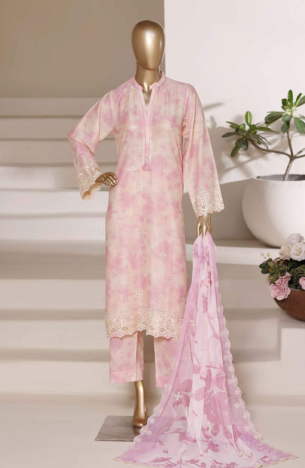 Sadabahar Regal Embroidered Lawn Stitched 3 Piece Suit - RD-01 - SBD26GAL - Pink - Festive Collection